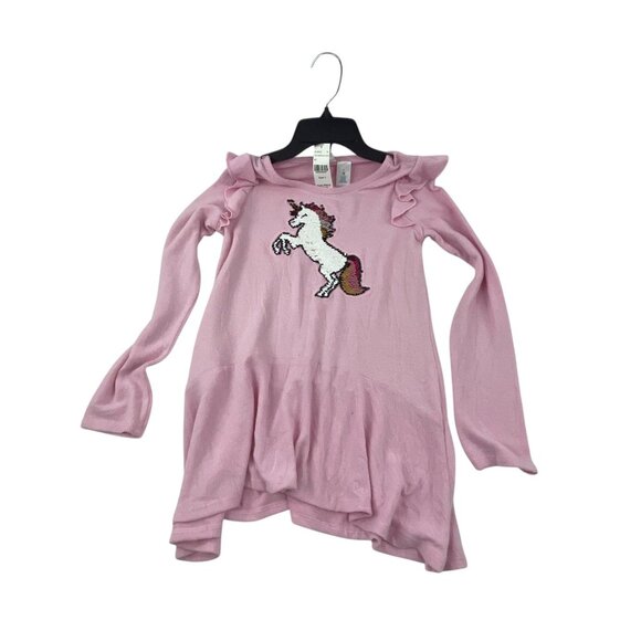 Extremely Me NWT Girls Sequin Unicorn Ruffle Long Sleeve Shirt Top L Pink Casual - Picture 7 of 9